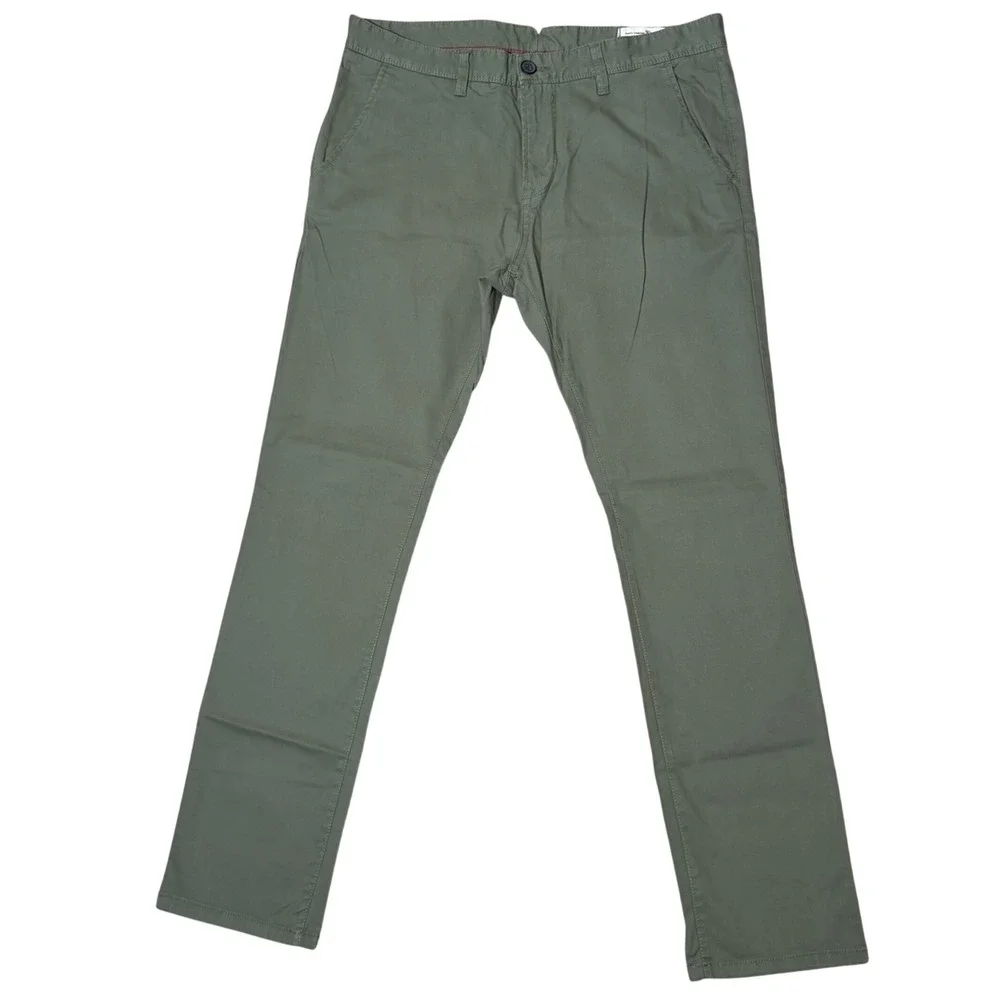 Tom Tailor Denim Chino Pants Men 36x34(*36x32) Olive Green Skinny Stretch Cotton